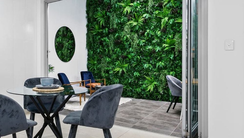 evergreen walls green wall alfresco area mirror